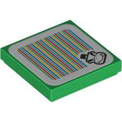 Flat Tile 2x2 with Sticker Number 5 Dark Green