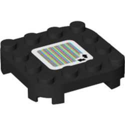 Plate 4x4x2/3 with Sticker Number 44 Black 