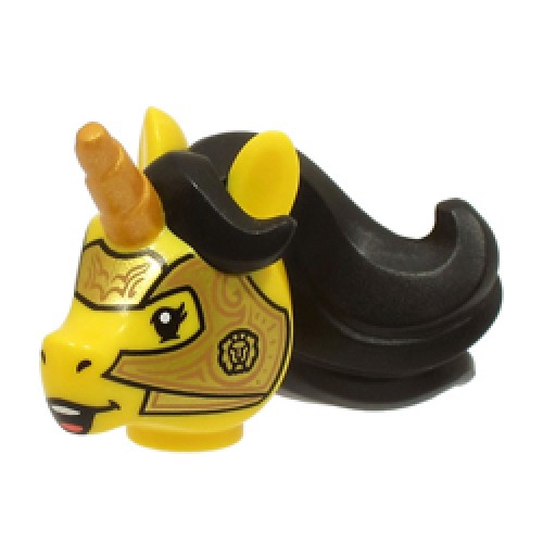 Unicorn Head with Black Mane and Copper Armor Bright Yellow Unicorn Head with Black Mane and Copper Armor Bright Yellow