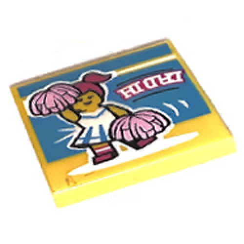 Flat Tile 2x2 with Cheerleader Dance and Groove Bright Yellow