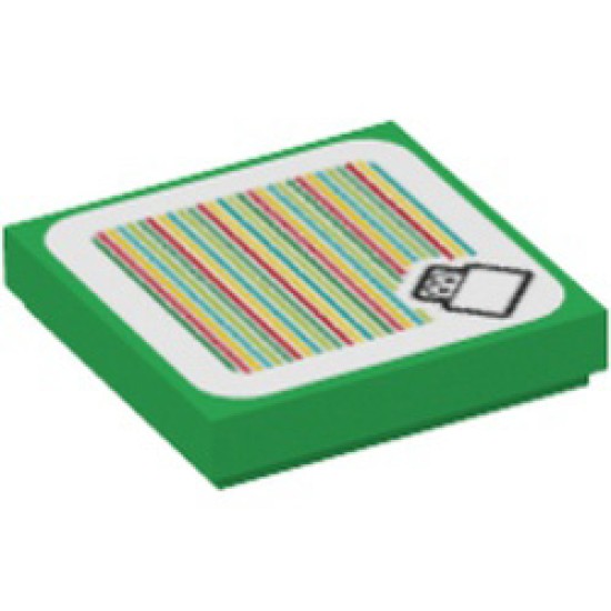 Flat Tile 2x2 with Sticker Number 72 Dark Green