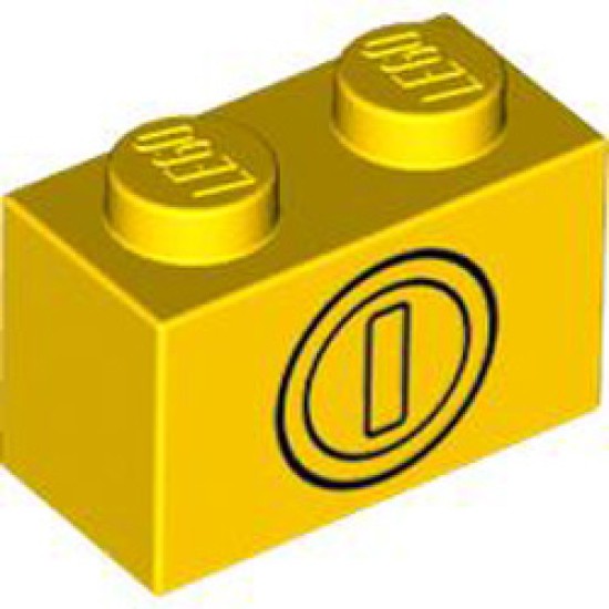 Brick 1x2 Number 71 Bright Yellow