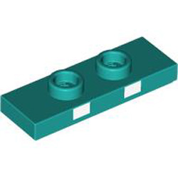 Plate 1x3 with 2 Knobs Number 1 Bright Bluish Green