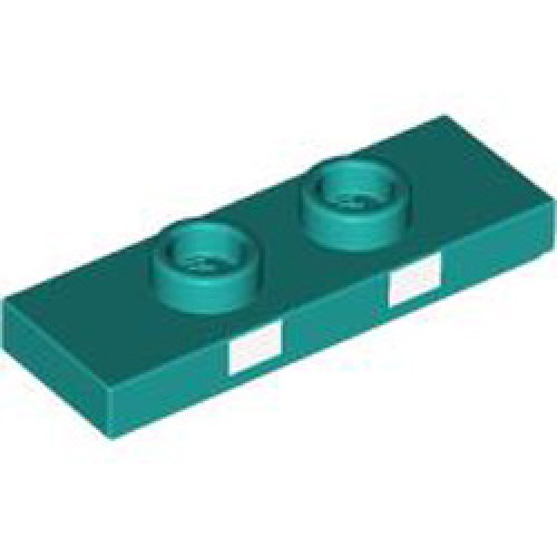 Plate 1x3 with 2 Knobs Number 1 Bright Bluish Green