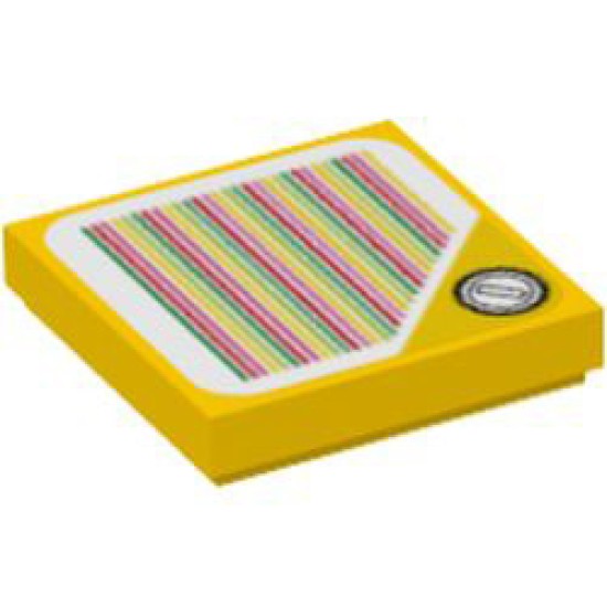 Flat Tile 2x2 with Sticker Number 93 Bright Yellow