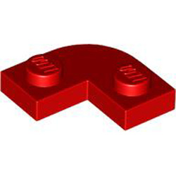 Plate 2x2, 1/4 Circle with Cut Out Bright Red