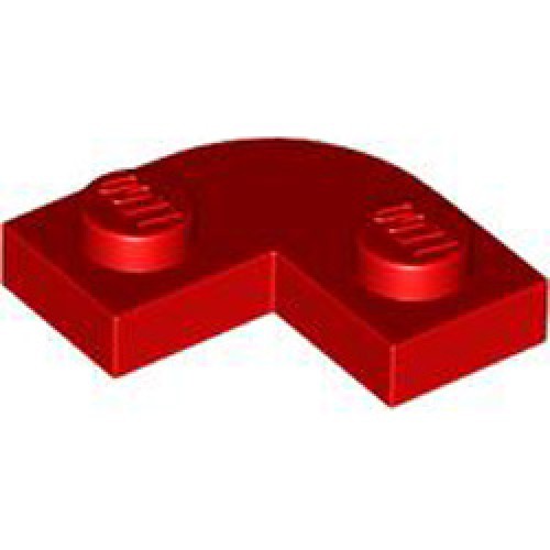 Plate 2x2, 1/4 Circle with Cut Out Bright Red