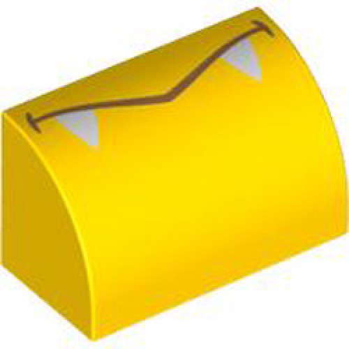 Brick 1x2 Outside Half Bow Number 9 Bright Yellow