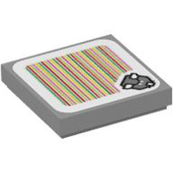 Flat Tile 2x2 with Sticker Number 119 Medium Stone Grey