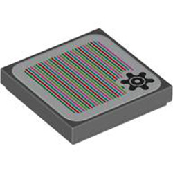 Flat Tile 2x2 with Sticker Number 121 Dark Stone Grey