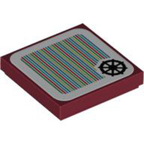 Flat Tile 2x2 with Sticker Number 122 Dark Red