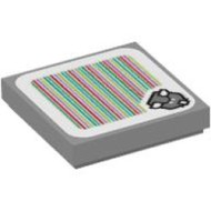 Flat Tile 2x2 with Sticker Number 123 Medium Stone Grey