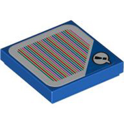 Flat Tile 2x2 with Sticker Number 130 Bright Blue