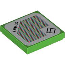 Flat Tile 2x2 with Sticker Number 140 Bright Green