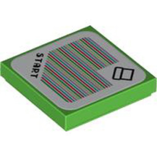 Flat Tile 2x2 with Sticker Number 140 Bright Green