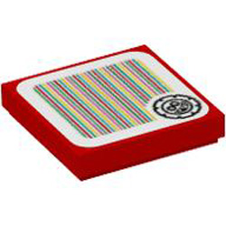 Flat Tile 2x2 with Sticker Number 148 Bright Red