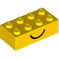 Brick 2x4 with Mouth Decorated Happy / Sad Bright Yellow