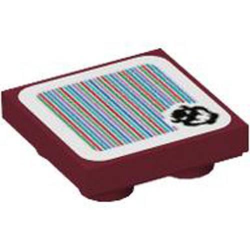 Flat Tile 2x2 Inverted with Sticker Number 135 Dark Red