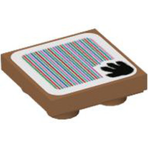 Flat Tile 2x2 Inverted with Sticker Number 136 Medium Nougat