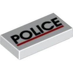 Flat Tile 1x2 Police White