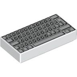 Flat Tile 1x2 Keyboard White