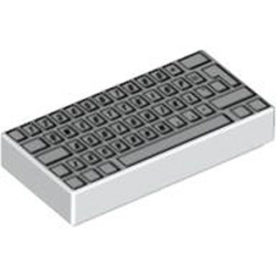 Flat Tile 1x2 Keyboard White