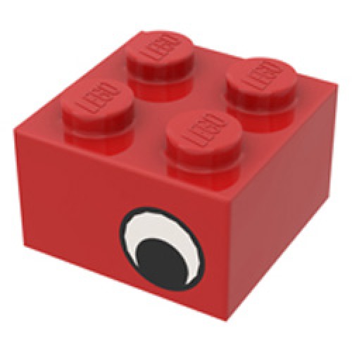 Brick 2x2 Decorated Eyes Bright Red
