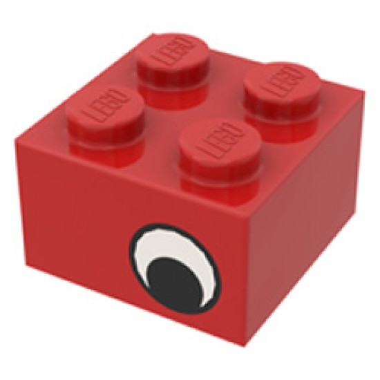 Brick 2x2 Decorated Eyes Bright Red