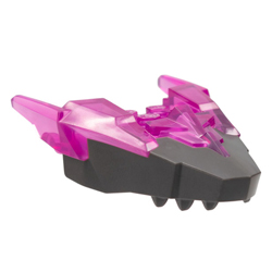 Creature Head Number 78 with Transparent Medium Reddish Violet Horns Titanium Metallic