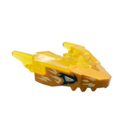 Dragon Head with Transparent Yellow Horns with Bright Blue Eyes Warm Gold