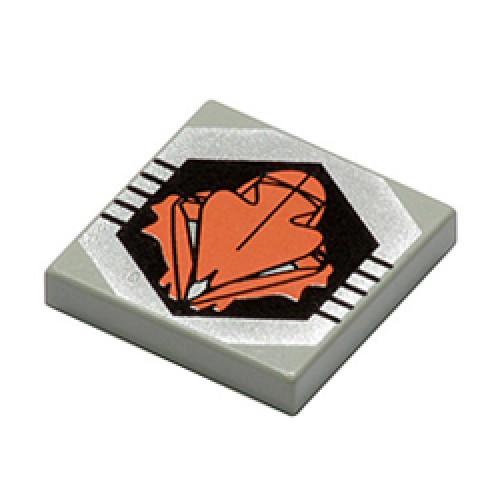 Flat Tile 2x2 with Black and Bright Orange UFO Light Grey