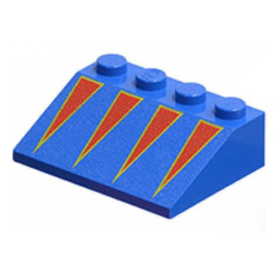 Roof Tile 3x4/25 Degree with Red/Yellow Triangles Bright Blue