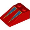 Roof Tile 2x3/25 Degree with Blue Triangles Bright Red