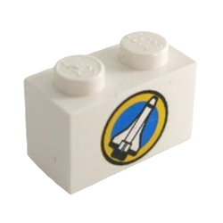 Brick 1x2 with Shuttle and Yellow Circle White