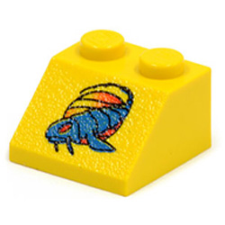 Roof Tile 2x2 / 45 Degree with Naboo Blue Fish Bright Yellow