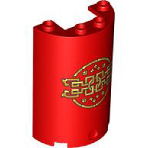 Wall Element Round 5x4x2 with Gold Chinese Decorations Bright Red Wall Element Round 5x4x2 with Gold Chinese Decorations Bright Red