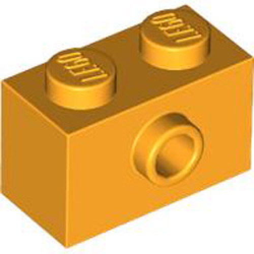 Brick 1x2 with 1 Knob Flame Yellowish Orange