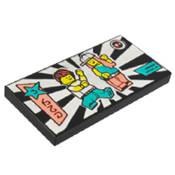 Flat Tile 2x4 with Dancers Black