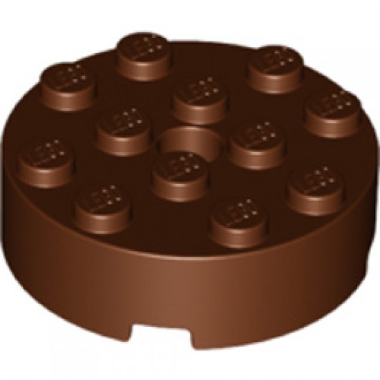 Brick 4x4 Round with Diameter 4.9 Hole Reddish Brown