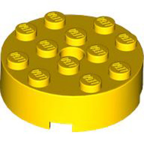Brick 4x4 Round with Diameter 4.9 Hole Bright Yellow