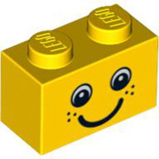Brick 1x2 "Face with Freckles" Bright Yellow
