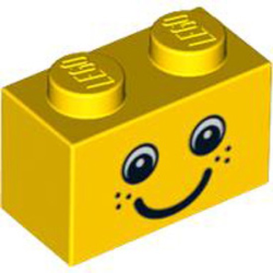 Brick 1x2 Face with Freckles Bright Yellow