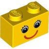 Brick 1x2 Girl Face Bright Yellow