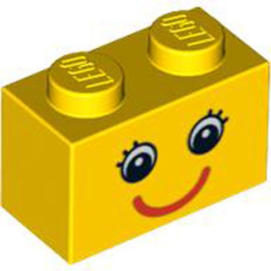 Brick 1x2 Girl Face Bright Yellow