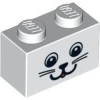 Brick 1x2 Animal Face White