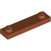 Plate 1x4 with 2 Knobs with Underside 3 Studs Dark Orange