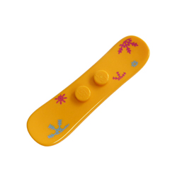 Snowboard with Dark Azur and Bright Reddish Violet Snowflakes Flame Yellowish Orange