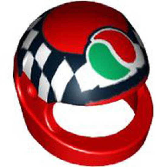 Crash Helmet with Checkered and Octan Logo Bright Red