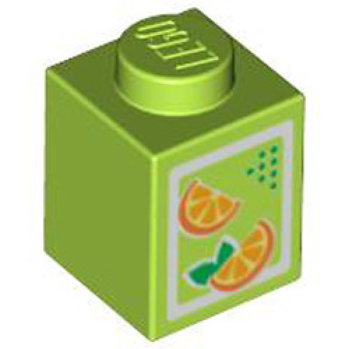 Brick 1x1 Decorated Juice Carton Bright Yellowish Green