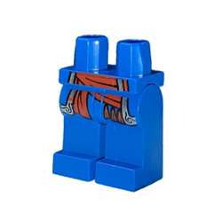 Minifigure Hips with Red Sash and Silver Pockets Bright Blue
